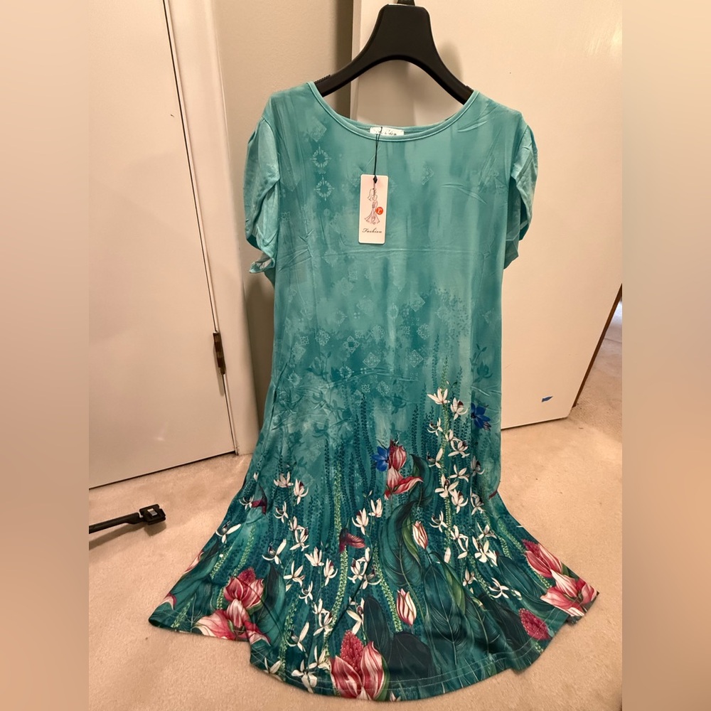 Floral Teal Midi Dress
